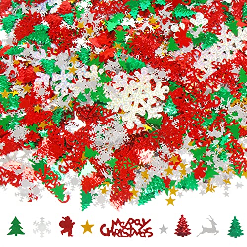 FOIMAS 7200pc Christmas Confetti - Snowflake Santa Foil Sequins Table Scatter (Christmas Edition)