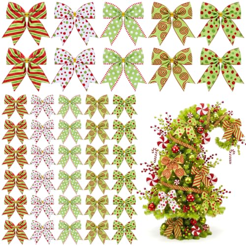 Thiccywoov 30 Pcs Polka Dot Christmas Bows 6 Inch - Red Green White Set (Polka Dot)