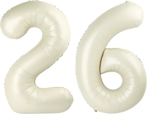 Happy 26th Birthday Balloon by Balloons Number - 40 Inch Cream Foil Balloon for Men & Women | Perfect for Weddings and Engagements