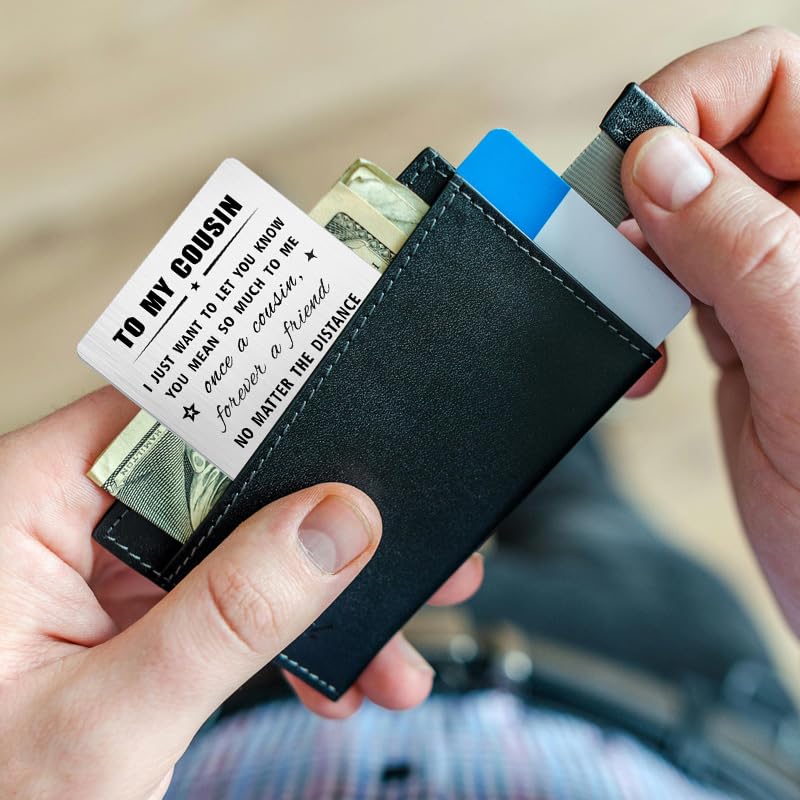 Stainless Steel Cousin Wallet Card - Engraved Gift for Women & Men
