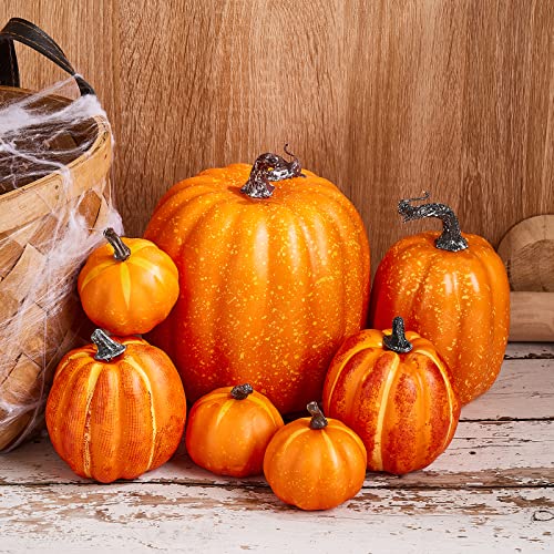 7-Piece Artificial Pumpkin Set for Fall & Thanksgiving Decor