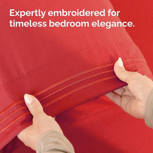 King Standard Pillow Cases by King - Ultra-Soft Hotel Quality | Fade-Free & Wrinkle Resistant - Red, Set of 2