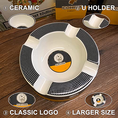 8-Inch Large Porcelain Cigar Ashtray with 4 Rests for Patio and Home