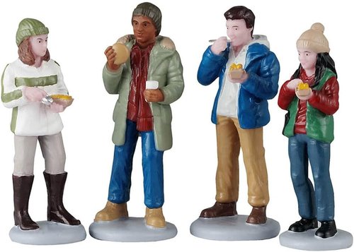 Lemax Food Truck Patrons Figurines - Set of 4 for Festive Holiday Decor | Collectible #52530
