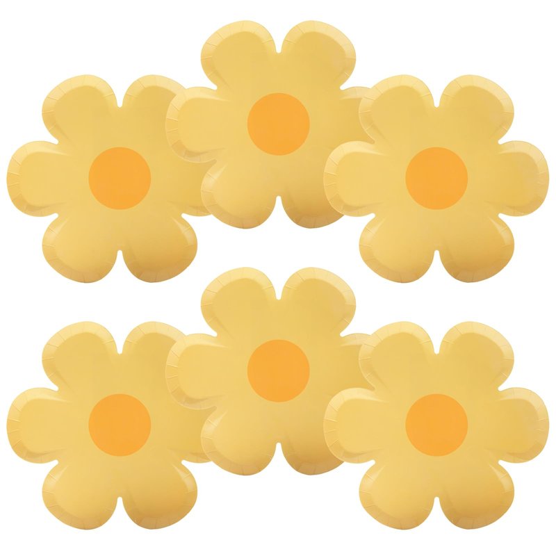 GGBOY 40PCS Daisy Plates Flower Paper Plates, 8" Yellow Daisy Paper Plates Flower Plates Disposable, Groovy Plates Spring Daisy Party Paper Plates Cute Flower Shaped Paper Plates Daisy Party Supplies