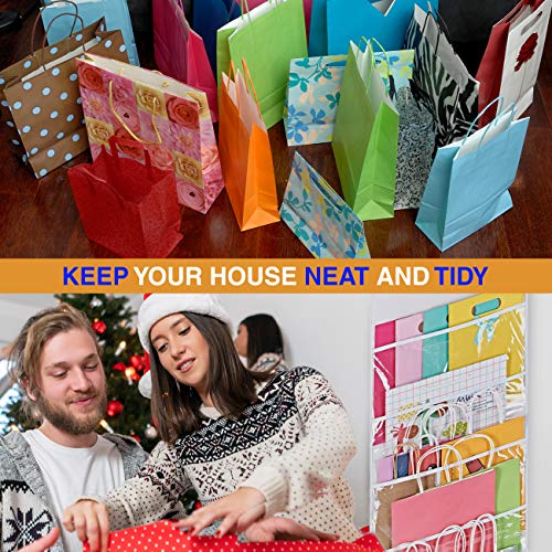 Hanging Double-Sided Gift Bag Storage Organizer with Pockets White