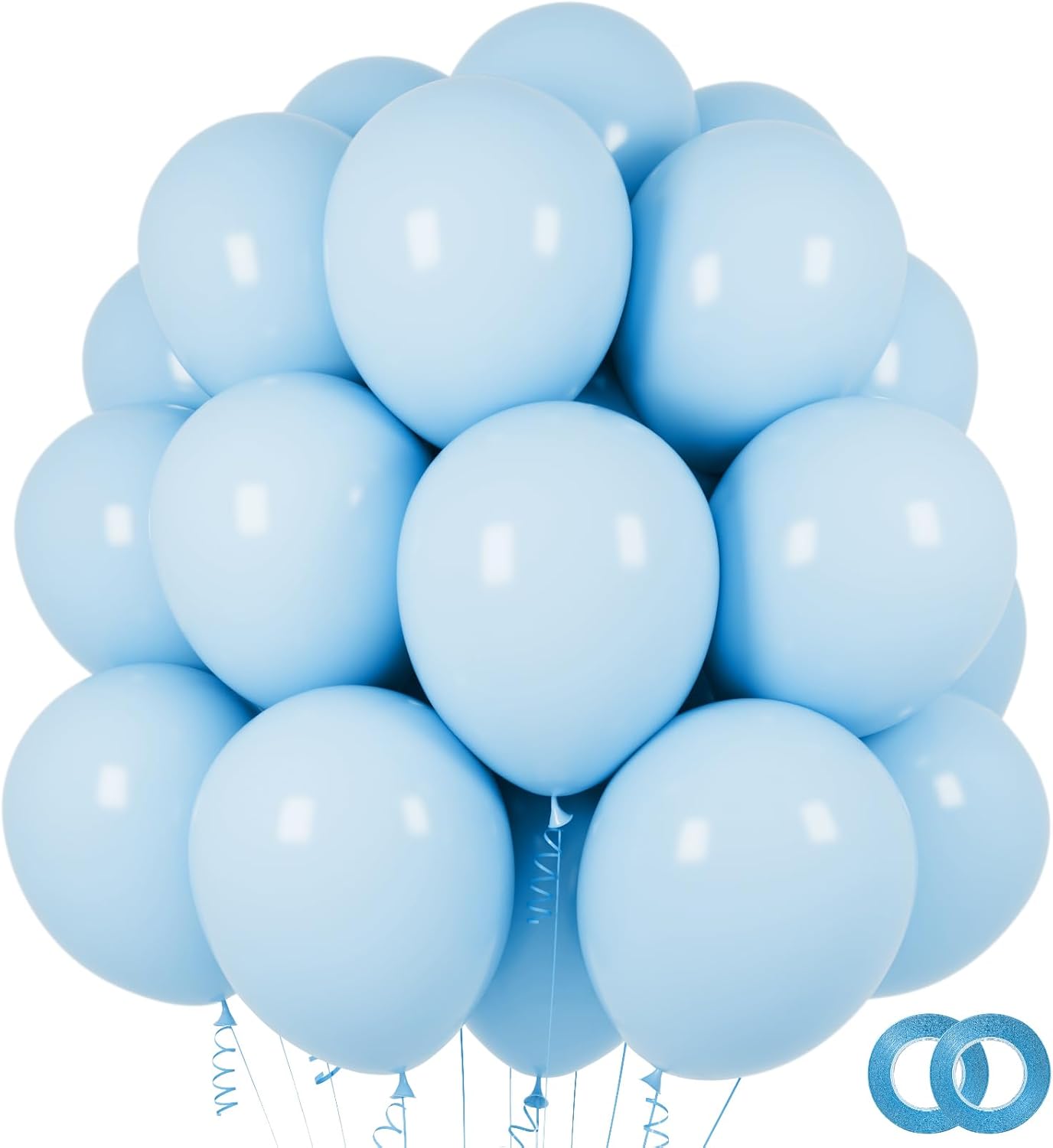 Pastel Blue Latex Balloons - 100 Pack 12 Inch Round Helium Balloons for Baby Showers & Birthday Parties