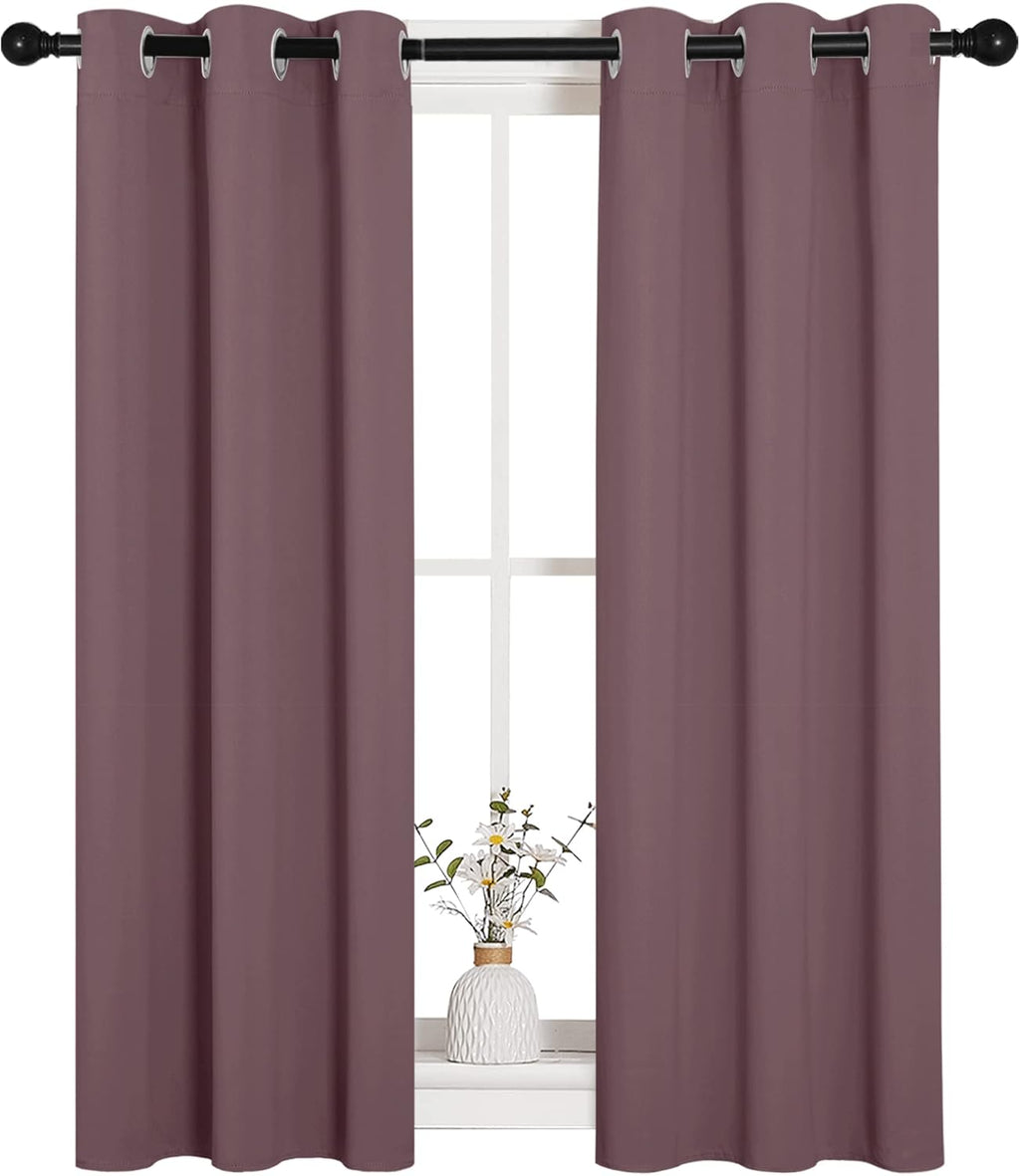 NICETOWN Blackout Curtain Panels - Thermal Insulated Draperies for Small Windows | 29x40 Inches, Dry Rose