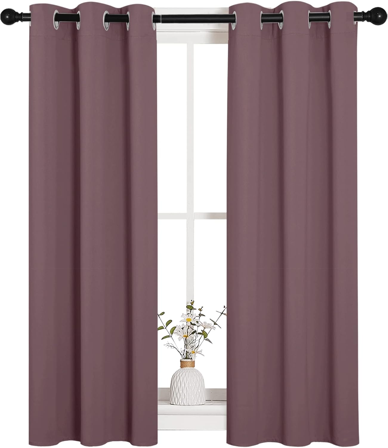 NICETOWN Blackout Curtain Panels - Thermal Insulated Draperies for Small Windows | 29x40 Inches, Dry Rose