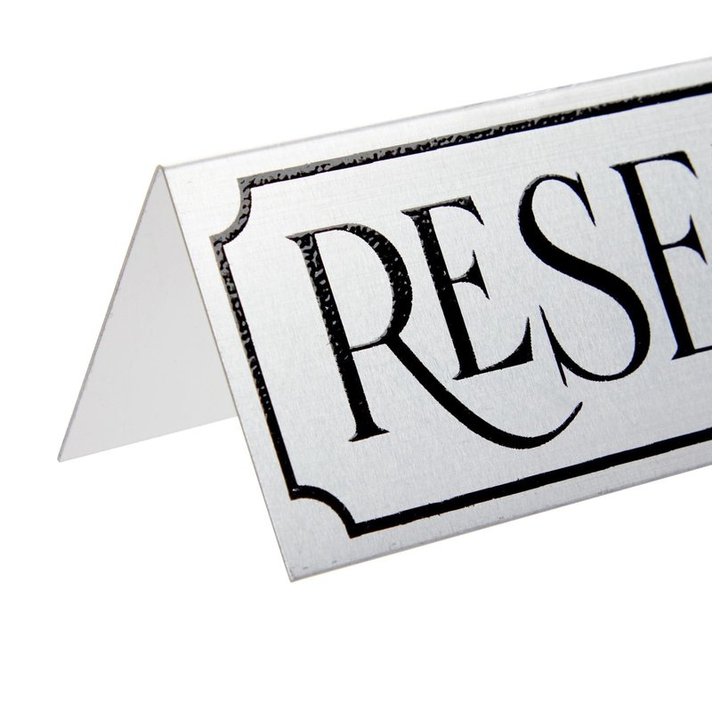 Juvale Reserved Table Signs - 12-Pack 5 x 2 x 1 in Etched Silver Metal - Reserved Seating Signs for Weddings, Restaurants & Parties