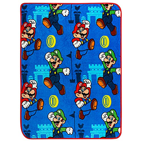 Franco Kids Super Soft Plush Throw Blanket - Mario Design, 46 x 60 Inches