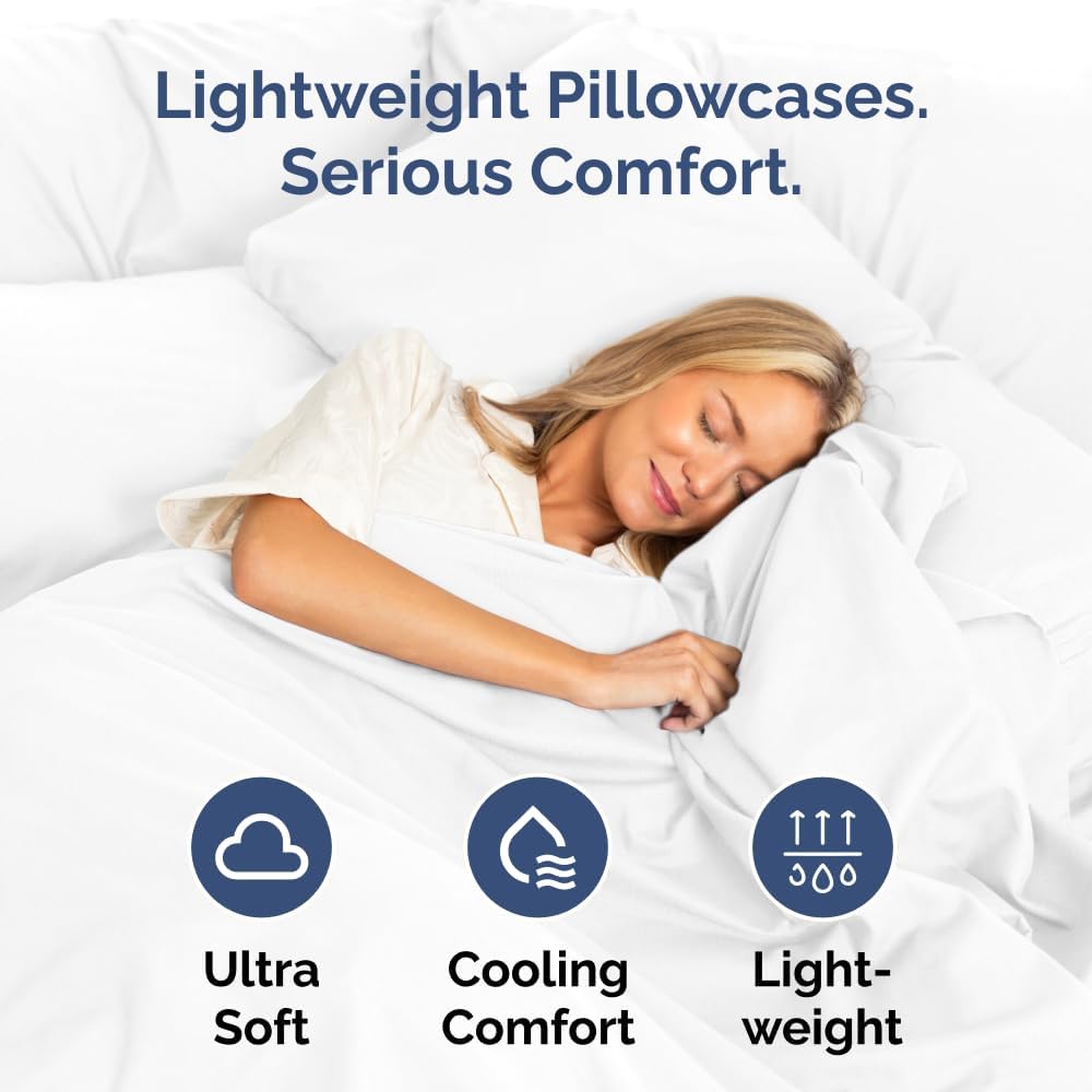 Skiennix Body Pillowcases Set of 4 | Soft 20x54 Long Pillow Covers for Side Sleepers - Breathable & Fade Resistant - Machine Washable, Envelope Enclosure - White