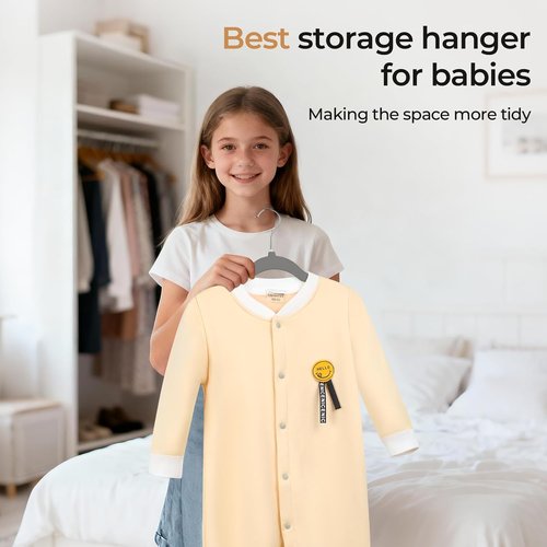GoodtoU Velvet Baby Hangers | 20-Pack Toddler Infant Clothing Hangers - Dark Grey, Non-Slip Design