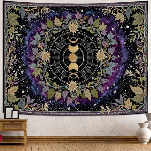 Boho Celestial Moon Phase Tapestry - Mystical Zodiac & Starry Wall Hanging Decor