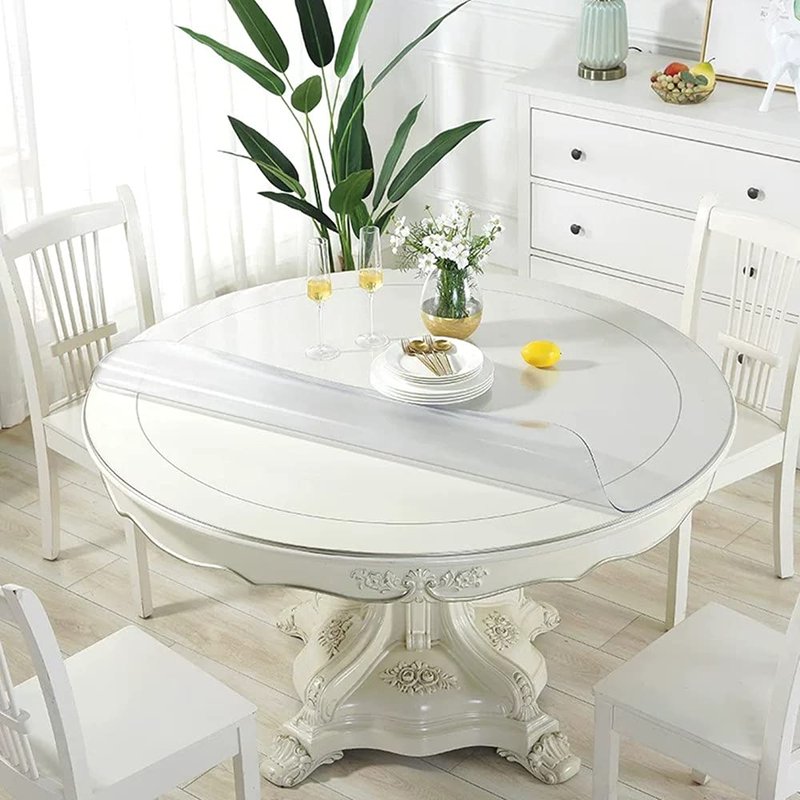 Royhom 45 Inch Clear Round Table Cover Protector, 2mm Thick Plastic Table Cover Round, PVC Circle Tabletop Protective Pad for Kitchen Dining, Non-Slip, Easy Clean, Waterproof