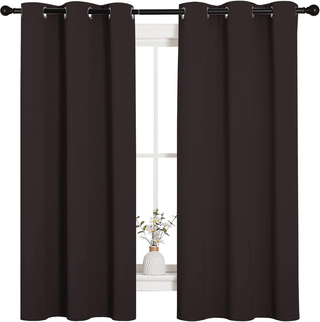 NICETOWN Blackout Curtains - Triple Weave Thermal Insulated Grommet Panels | 42" x 63", Toffee Brown