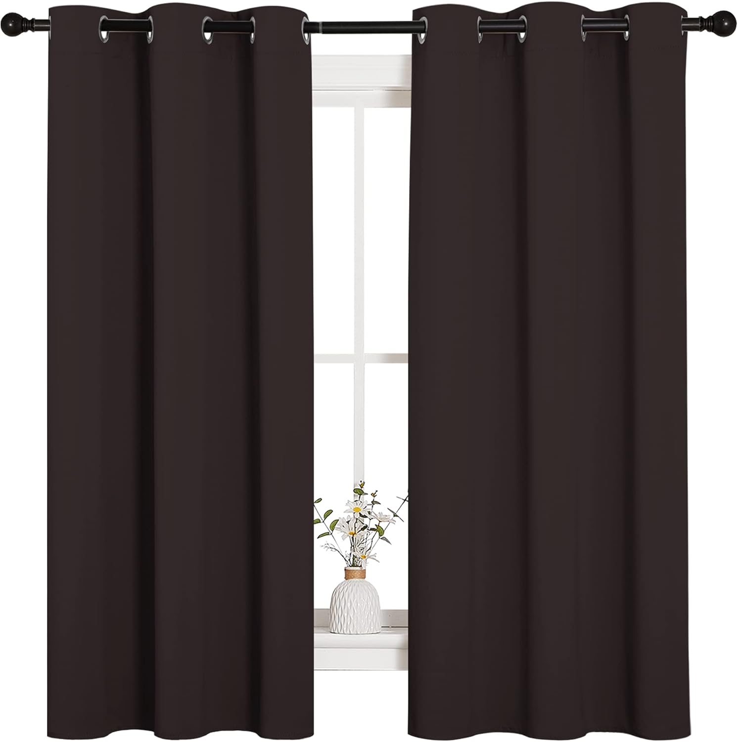 NICETOWN Blackout Curtains - Triple Weave Thermal Insulated Grommet Panels | 42" x 63", Toffee Brown