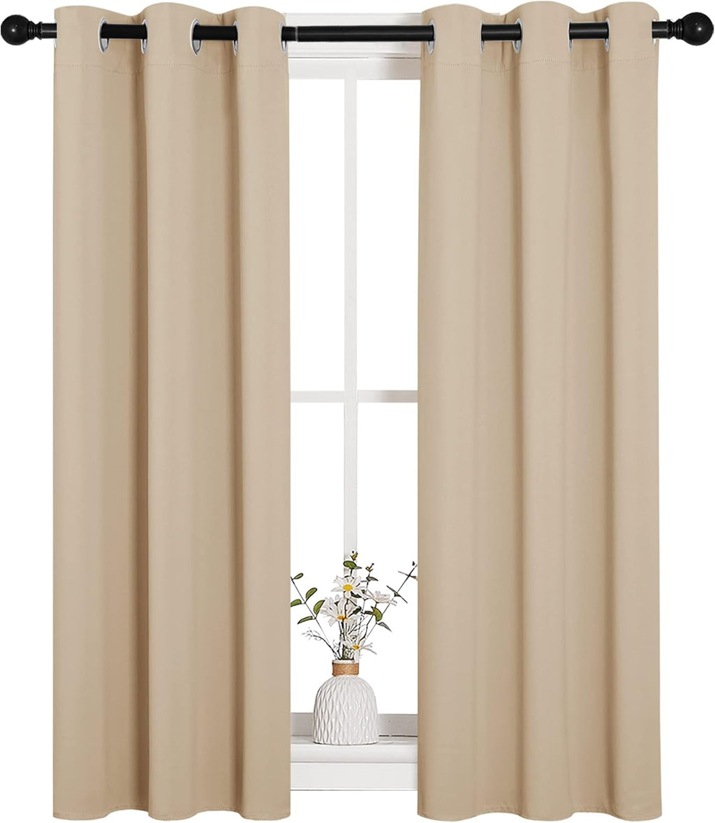 NICETOWN Room Darkening Curtain Panels - Thermal Insulated Grommet Drapes, Biscotti Beige, 2 Panels, W29 x L40-Inch