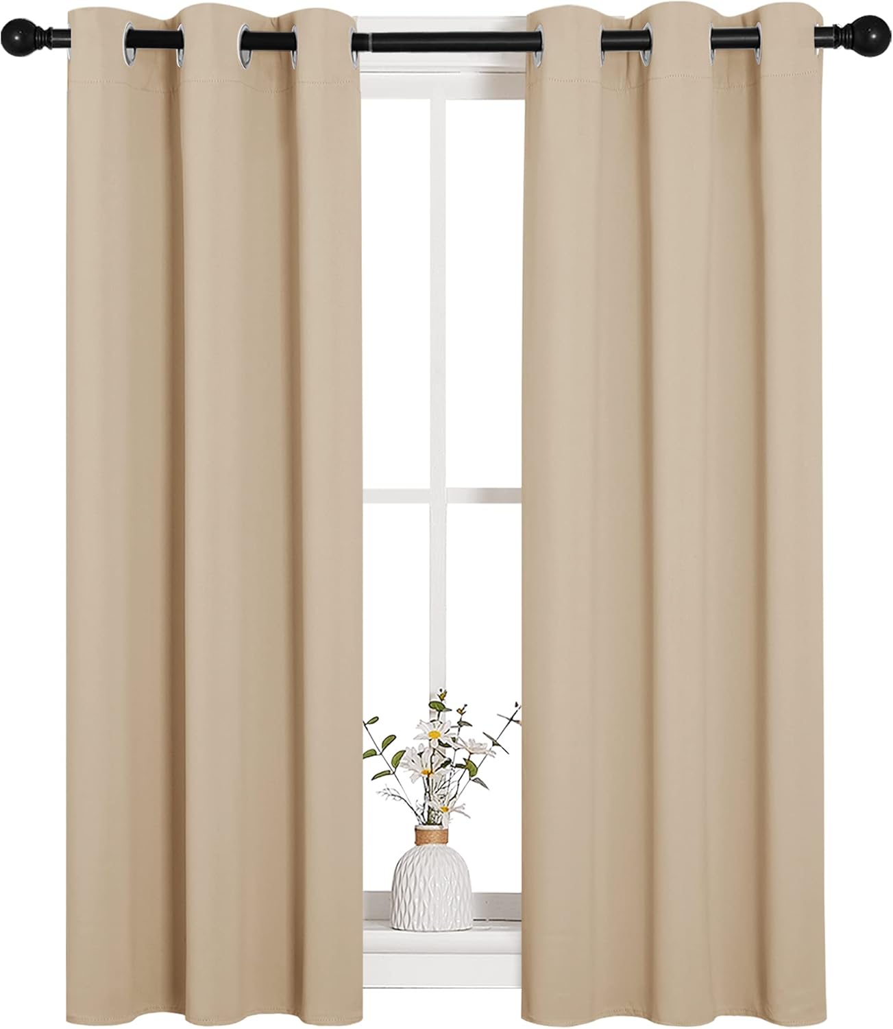 NICETOWN Room Darkening Curtain Panels - Thermal Insulated Grommet Drapes, Biscotti Beige, 2 Panels, W29 x L40-Inch