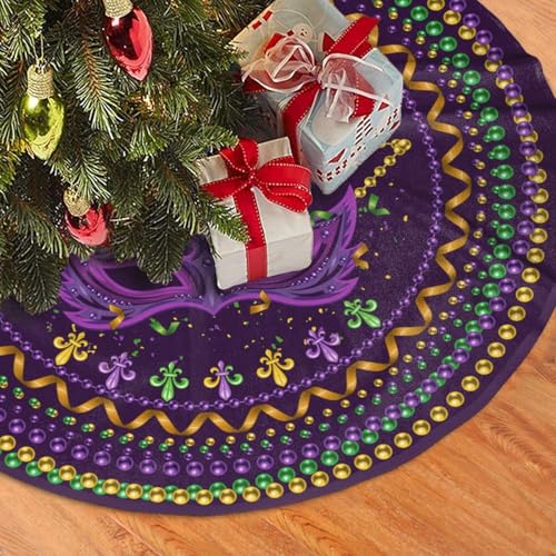 Juniissl Festival Purple Christmas Tree Skirt, Fleur De Lis 36 Inch, Medium