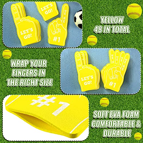 48 Pcs Mini Foam Fingers - #1 Sports Fan Cheer Props for Parties and Events