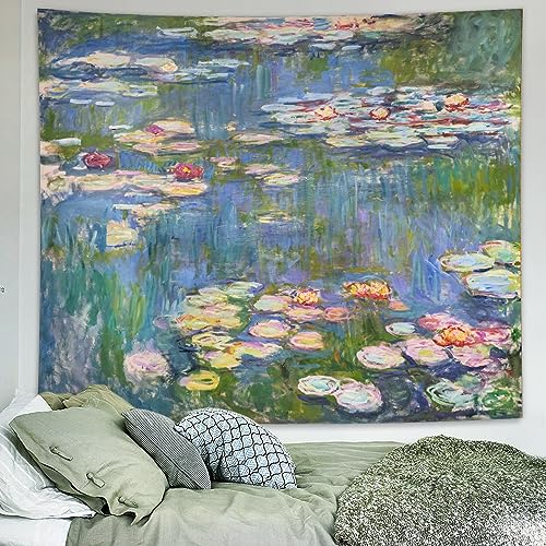 Monet Water Lily Wall Tapestry - Impressionist Floral Wall Hanging