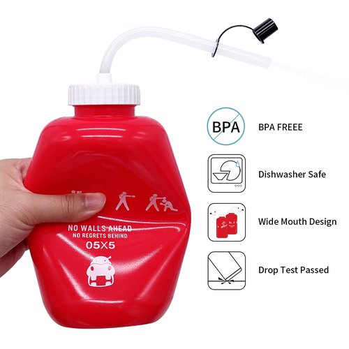 SHOKE Squeeze Sports Water Bottles Boxing Water Bottle with Long Straw BPA free Squeezable 1 Liter Hockey Water Bottle Plastic Leak Proof for Football Hockey Lacrosse Gym Cycling 32 Oz Mother's Day