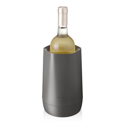 Vacu Vin Wine Cooler Hexo – Graphite – Modern Active Wine Bottle Chiller with Removable Cooling Sleeve – Geometric Design – Reusable, Ice-Free Cooler – Fits Standard Bottles – Tabletop Wine Accessory