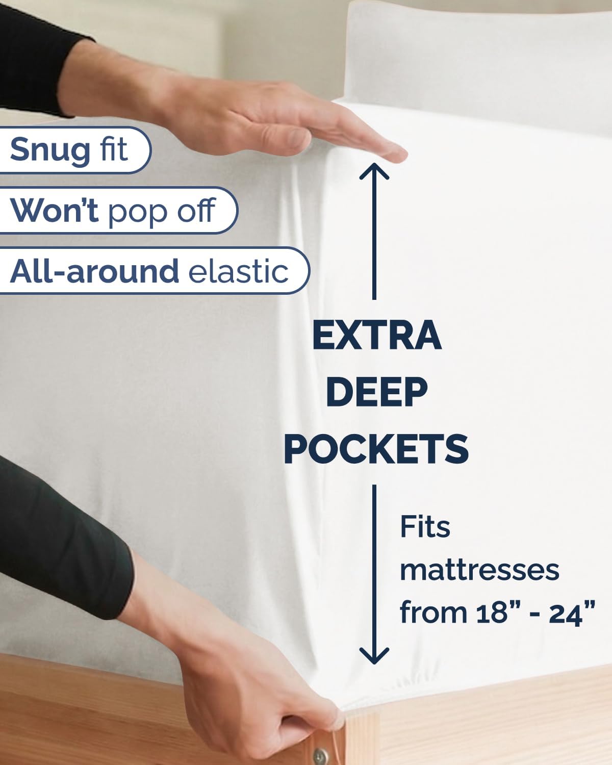 Skiennix Extra Deep Twin XL Sheet Set - 4 Piece Breathable Cooling Bedding - Soft, Wrinkle-Free Antique White