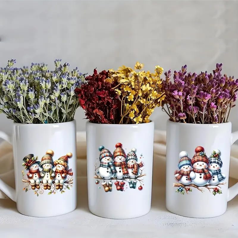 Snowman UV DTF Cup Wraps 12pc Rub-On Transfers for Glass, Wood, Bottles