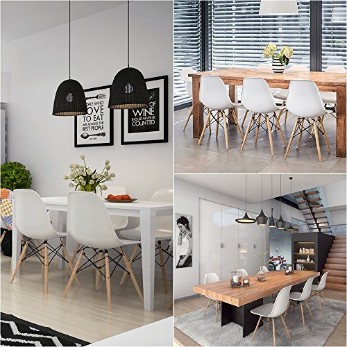 Modern Mid-Century Dining Chairs, Ergonomic Plastic Side Chairs - Set of 4