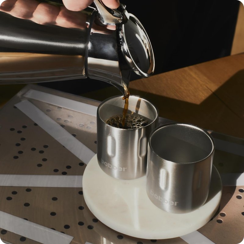 BOBBER Shot - 3.4 oz (100ml) Stainless Steel Double Walled Espresso Cups - Set of 2 Heat Resistant Non Insulated Metal Coffee Cups With Gift Box (Matte)