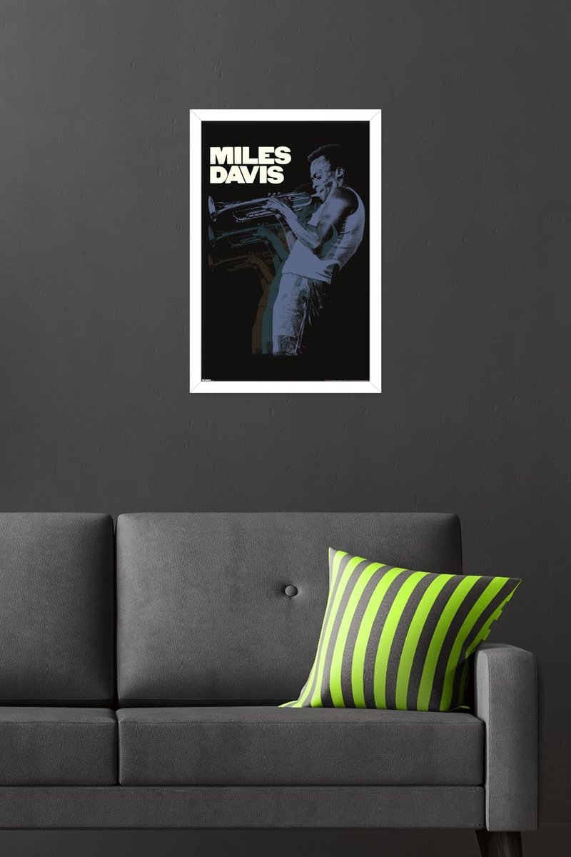 Miles Davis - Repeat Wall Poster, 22.4L" x 14.7W", White Framed Version