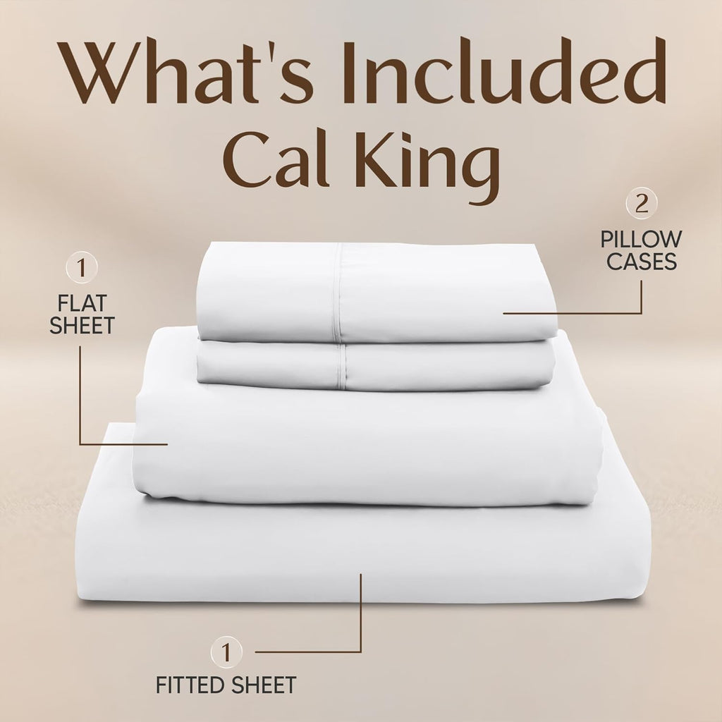 Utopia Bedding California King Sheet Set - 4-Piece Soft Microfiber Bed Sheets | Oeko-Tex Certified (White)