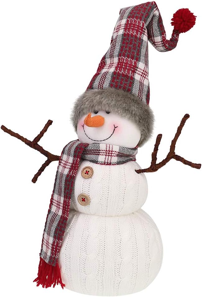 Skiennix Christmas Snowman Plush Decoration - Animated 20-Inch Indoor Ornament for Holiday Cheer