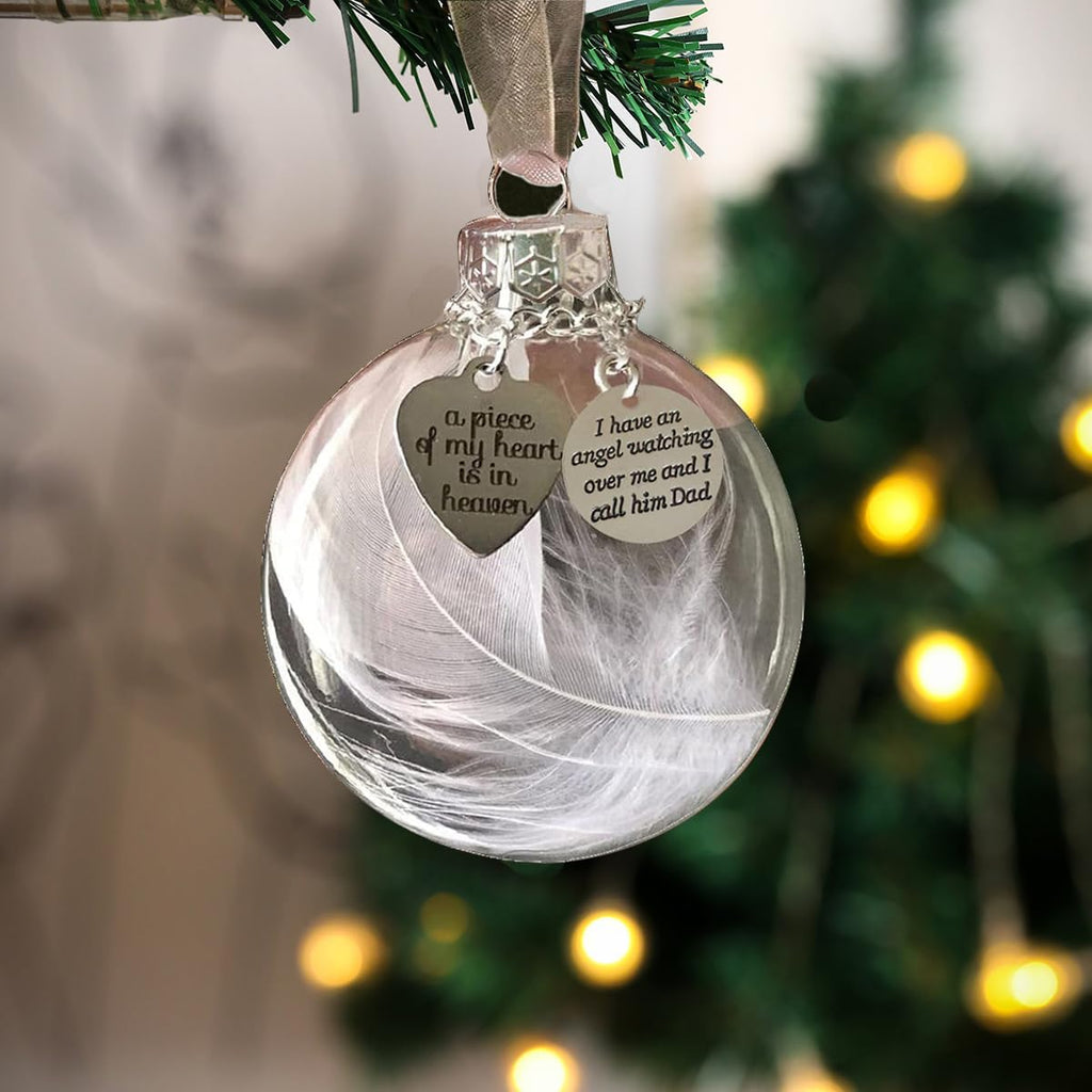 Regine Switzerland Dad Memorial Ornament - Clear Feather Ball Sympathy Gift for Loss of Loved One