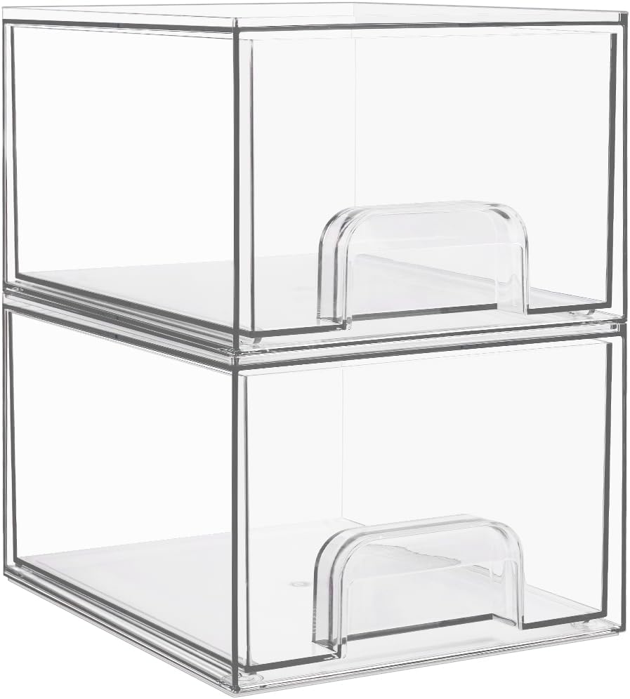 Vtopmart Small Clear Stackable Storage Drawers - Acrylic Makeup Organizer for Bathroom & Kitchen