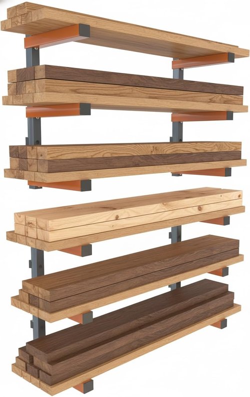 Bora Lumber Storage Rack - 3-Level Wall Mount Wood Organizer | 2-Pack for Garage Organization