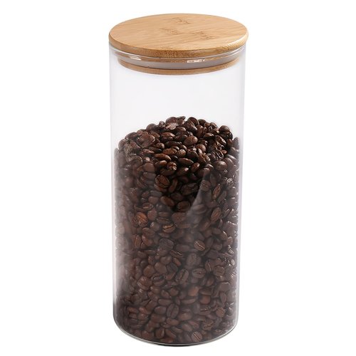 Glass Coffee Bean Container, 52.36 FL OZ (1550 ML), [Thickened Version] 77L Glass Food Storage Jar with Airtight Seal Bamboo Lid - Clear Food Storage Canister for Serving Tea, Coffee, Spice and More