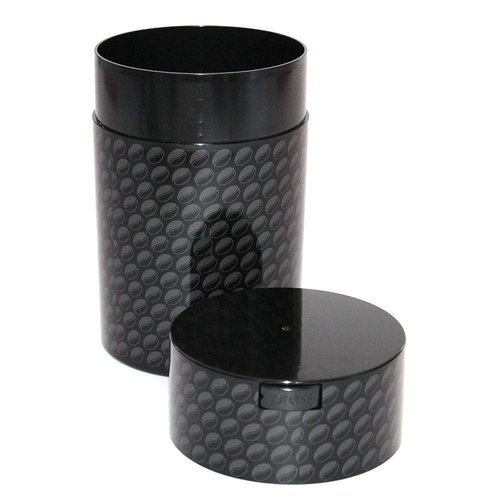 Coffeevac 1LB – Patented Airtight Container | Multi-use Vacuum Container Works as Smell Proof Containers for Ground Coffee and Coffee Bean Containers. Black with Beans