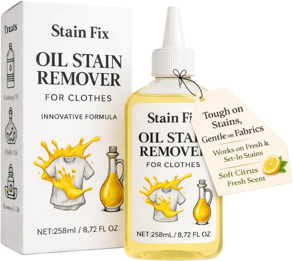 Oil Stain Remover by [Brand Name] | Effective Fabric Cleaner for Cooking & Engine Stains - 8.72oz