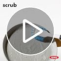 Dish Scrub Brush with Non-Slip Handle & Built-In Scraper - Nylon Bristles