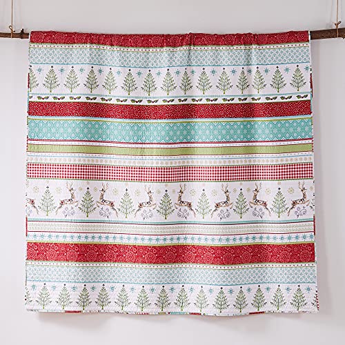 Levtex Home Twin Reversible Christmas Quilt - Holiday Deer & Trees, Microfiber