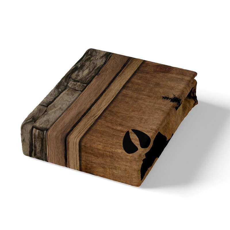 Manfei Rustic Deer Duvet Cover Set King Size, Black Trees Deer Paw Print Comforter Cover with 2 Pillowcases, Brwon Wooden Plank Bedding Set 3pcs for Kids Boys Wild Animal Bedspread Cover,No Comforter