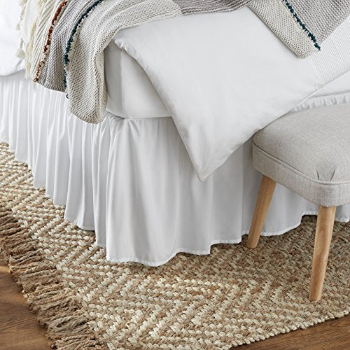 Classic Ruffled Bed Skirt - 16 Inch Drop, Full Size Dust Ruffle, White