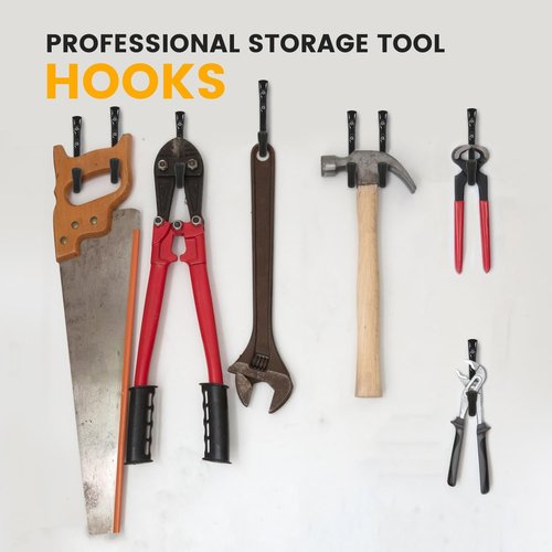 GURADESIGN Heavy Duty Garage Hooks - 8-Pack Utility Hooks for Hanging Up to 50 lbs | Black Metal