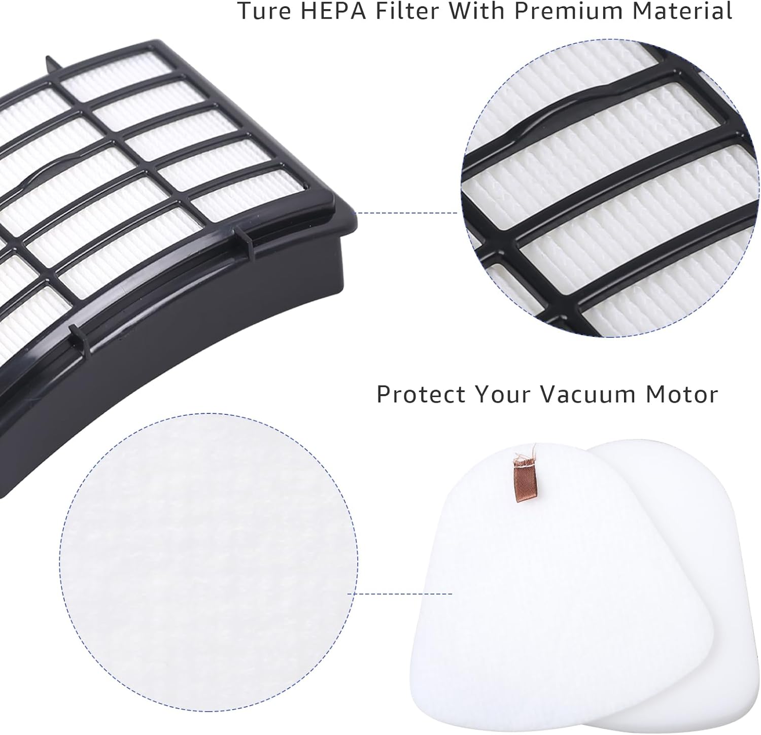 Shark Vacuum Filter Replacement - 1 HEPA + 4 Foam & Felt Filters for NV350 Series | Compatible Parts XFF350, XHF350