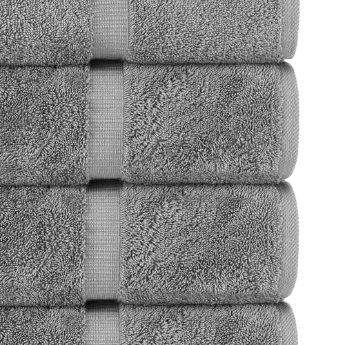 Chakir Turkish Linens 4-Piece Bath Towel Set, 100% Cotton Gray