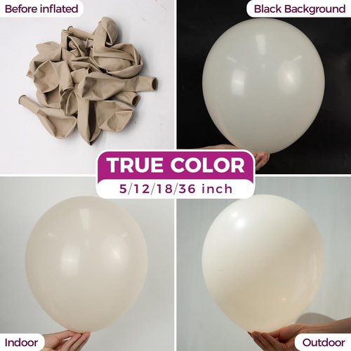 Bezente 18-Inch White Sand Balloons - 30 Pack of Thick, Round Latex Balloons for Parties & Events