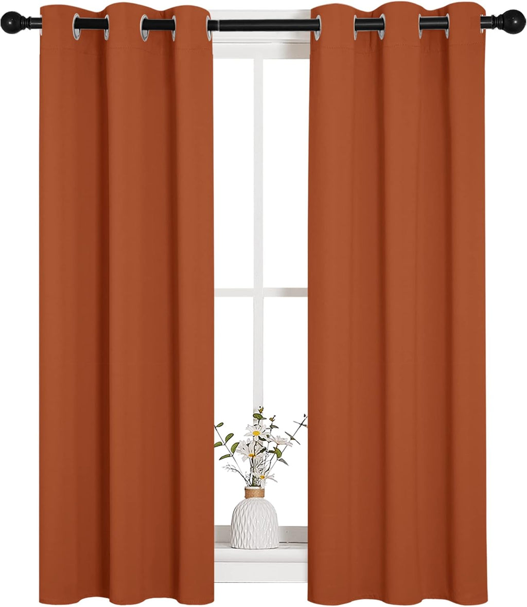 NICETOWN Burnt Orange Blackout Curtains - Thermal Insulated Drapes for Living Room | 29 x 45 Inches (1 Pair)